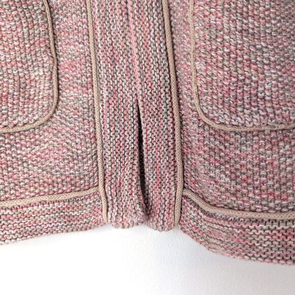 Ann Taylor Loft Pink and Silver Knit Cotton Blend Crop Sweater Jacket - Picture 7 of 13